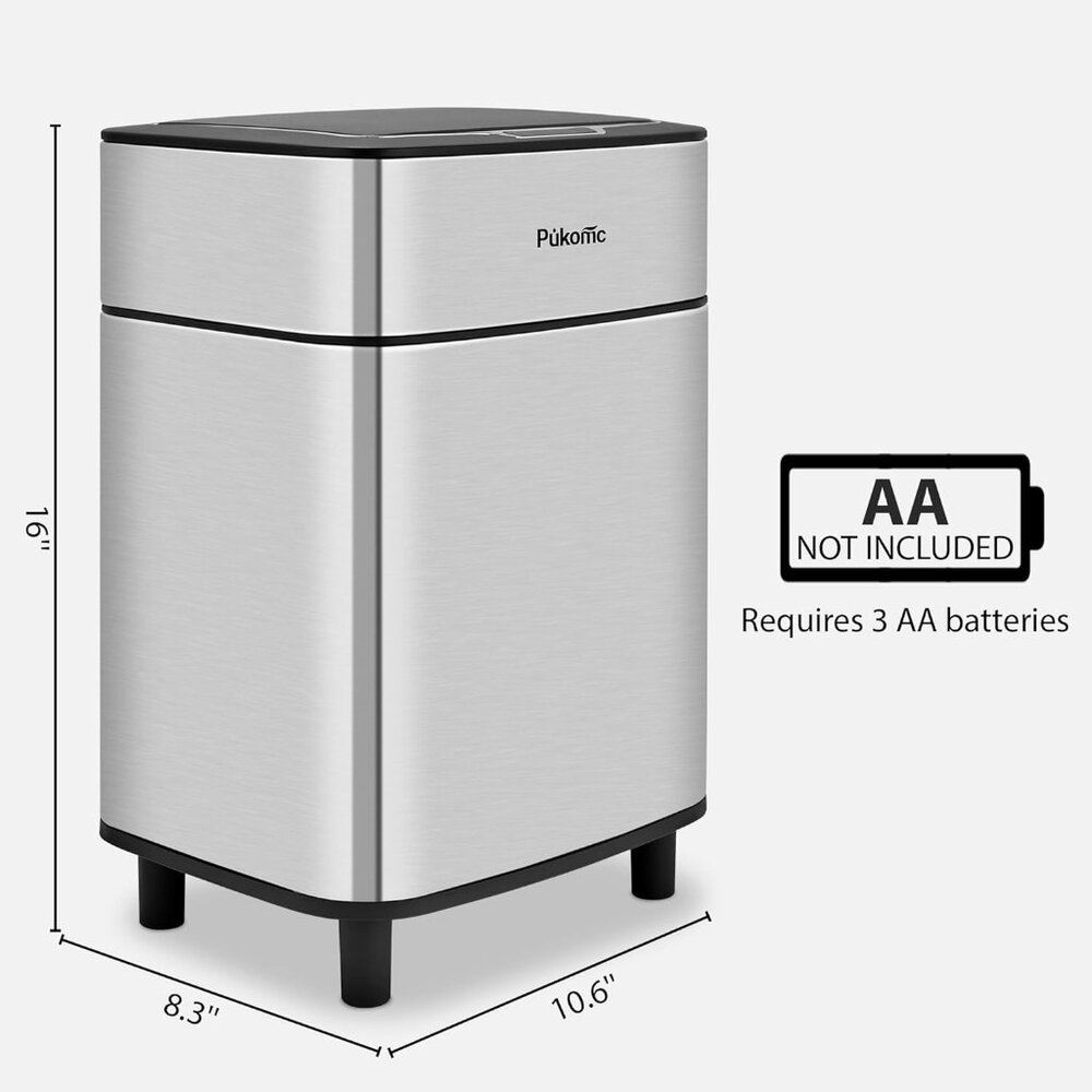 Pukomc Motion Sensor Trash can Stainless Steel Trash can 2.7-Gallon - Picture 2 of 8
